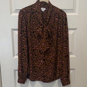 J. Crew Leopard Print Blouse in Brown and Pink